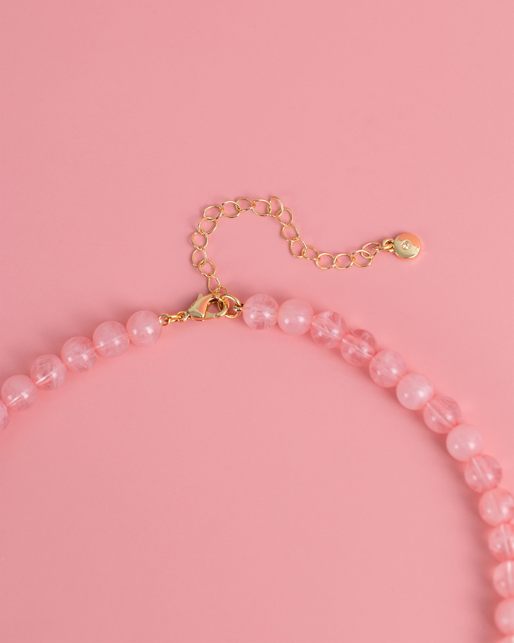 Pink Jade Marbled Heart Bead Necklace